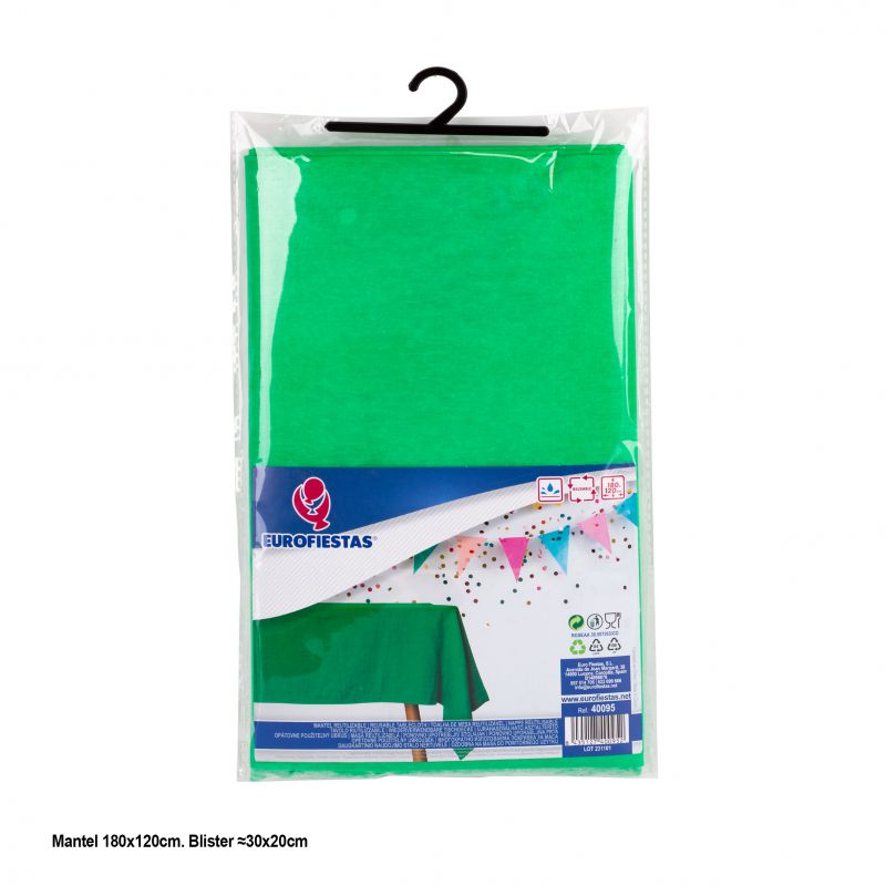 mantel plastico impermeable reusable efecto textil 180x120cm verde