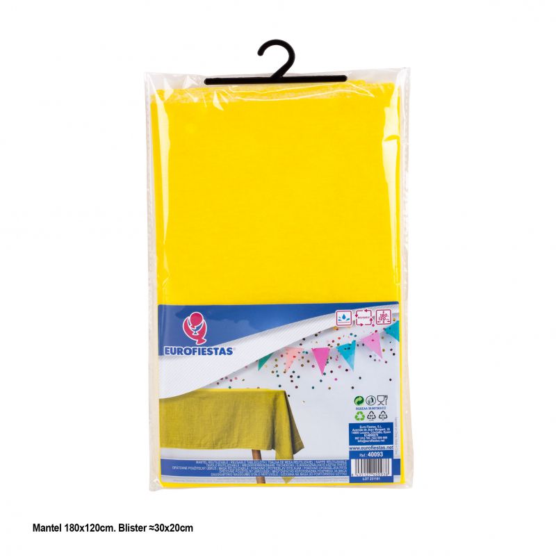 mantel plastico impermeable reusable efecto textil 180x120cm amarillo