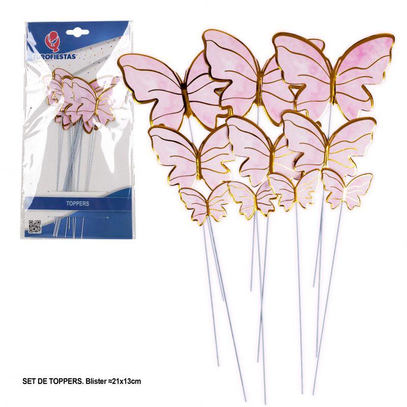 toppers mariposas oro rosa 18cm 10pcs