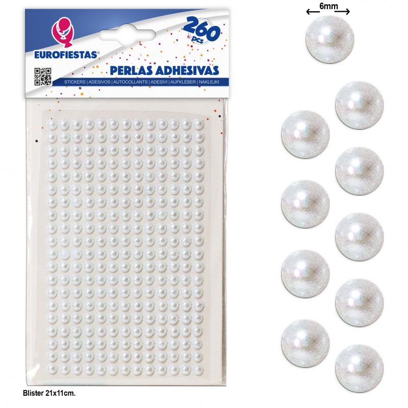 260 perlas adhesivas med blanca