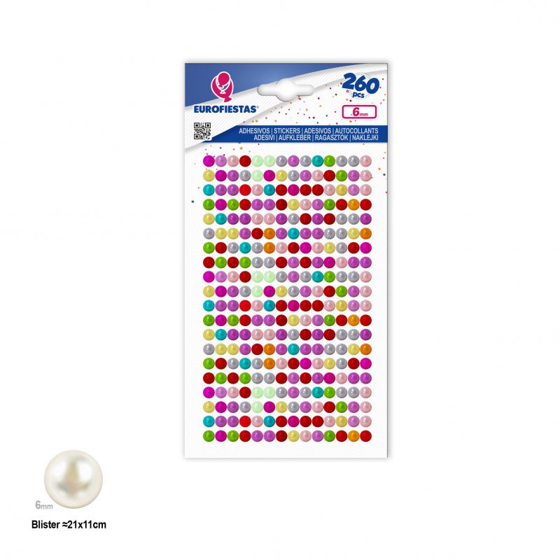 260 perlas adhesivas med colores