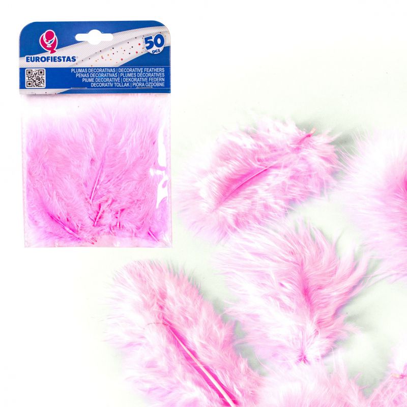 plumas decorativas 6-10cm 50pcs rosa