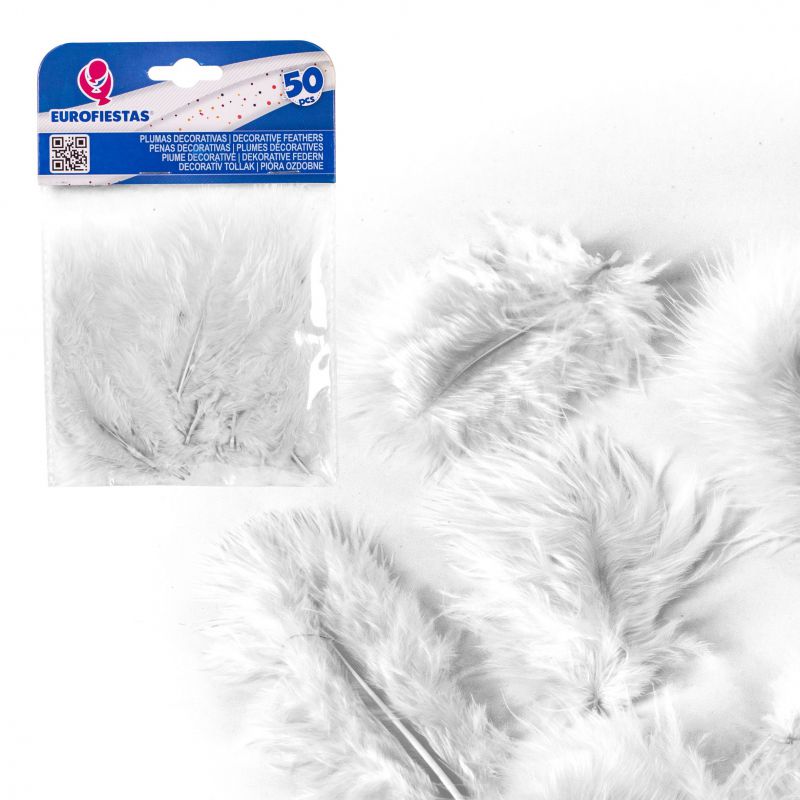plumas decorativas 6-10cm 50pcs blanco