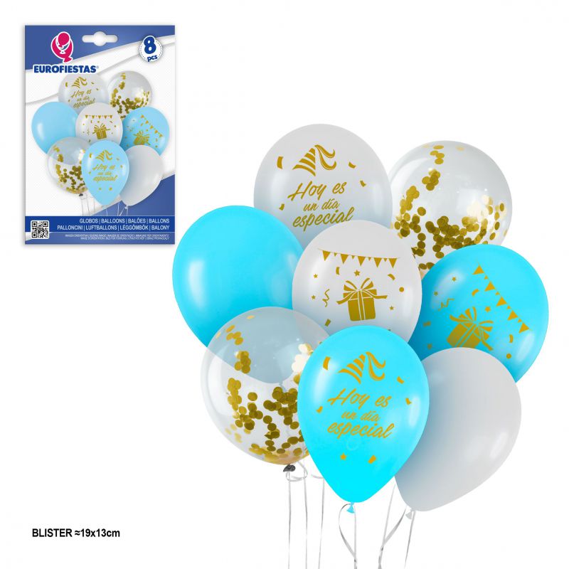set globos ltx azul/blanc dia especial