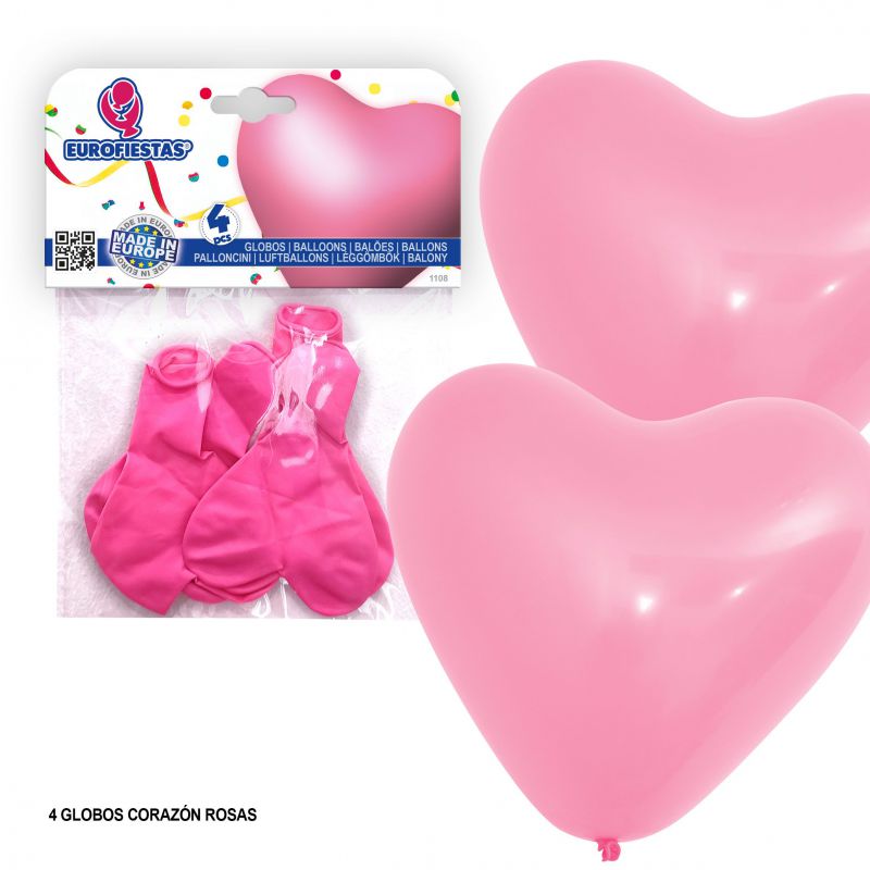 globos corazon *4 rosa