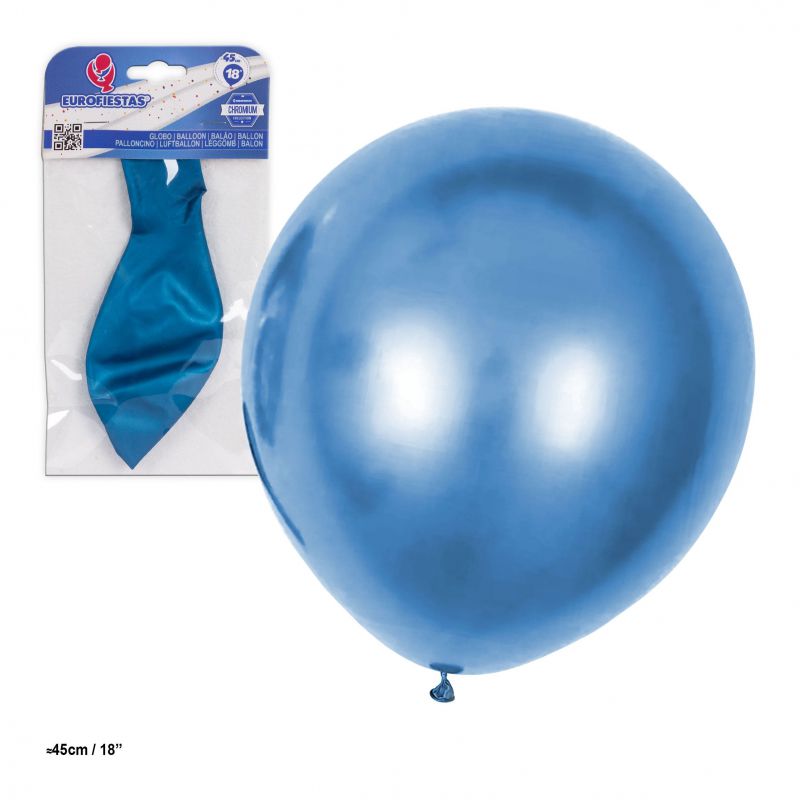globo latex metalizado 18''/45cm azul