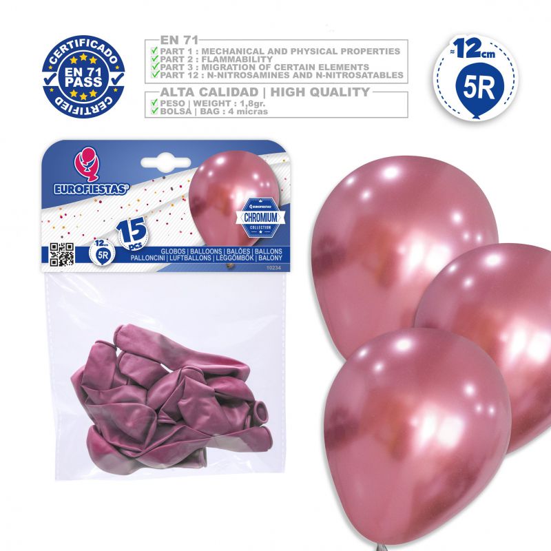 globos 5r *15 chrome rosa
