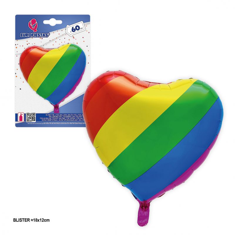globo foil corazon arco iris pride 60cm