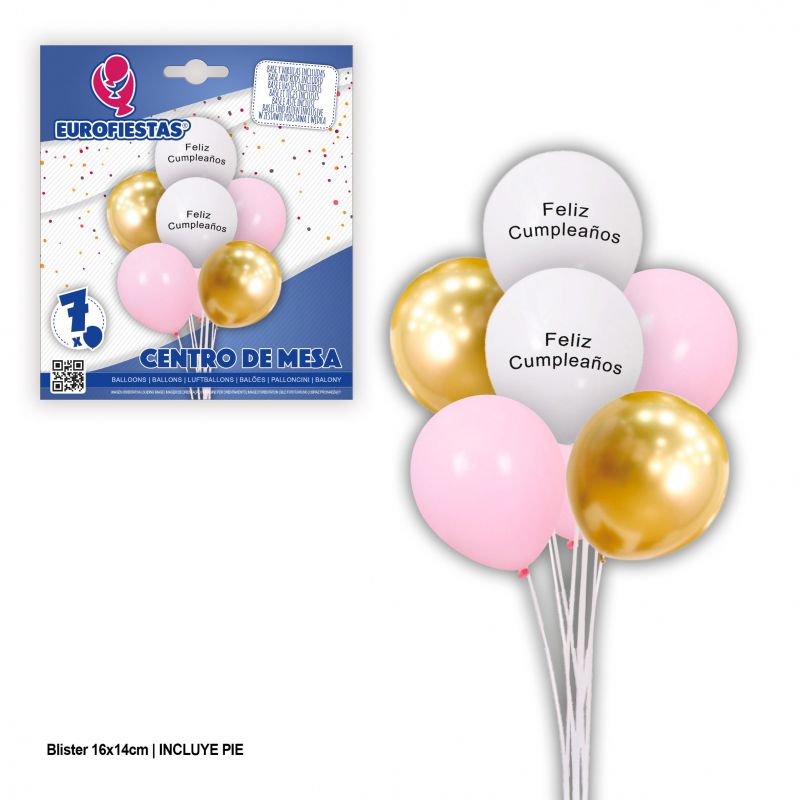 set globos feliz cumpleaños blanco-rosa-oro