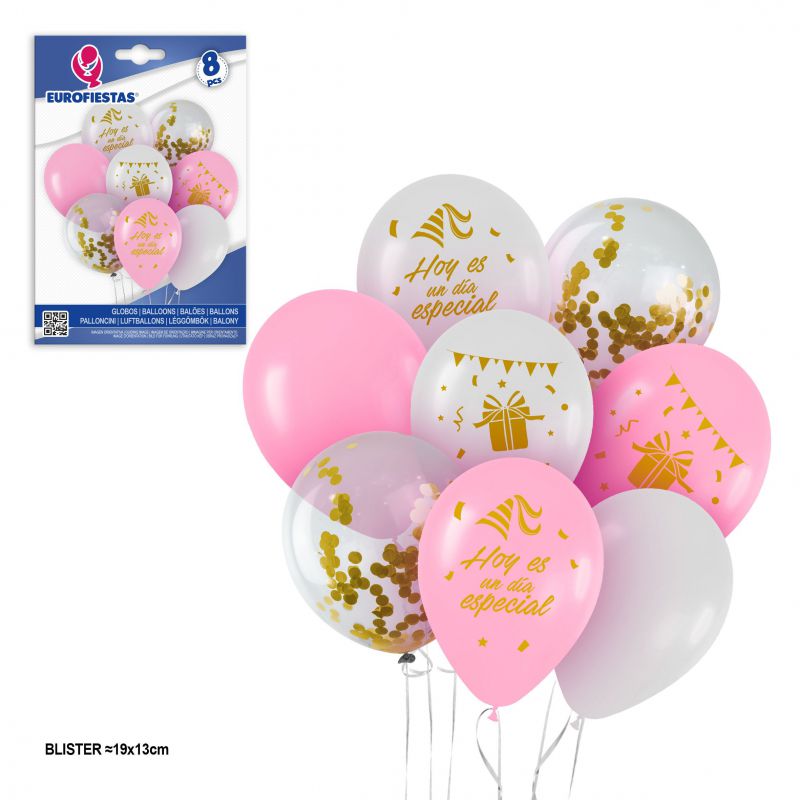 set globos ltx rosa/blanc dia especial