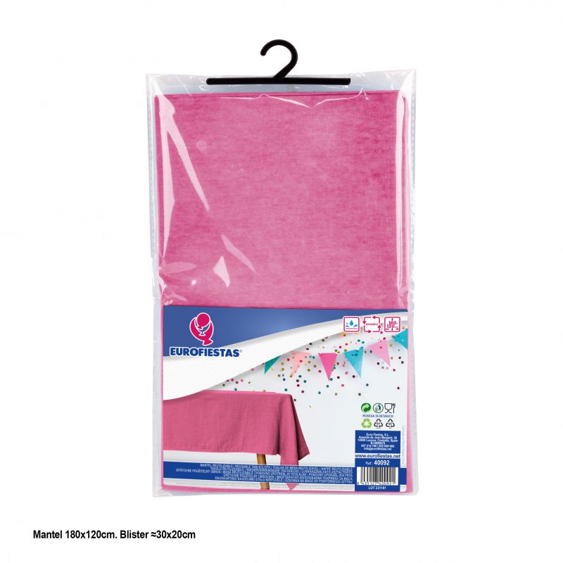 mantel plastico impermeable reusable efecto textil 180x120cm rosa