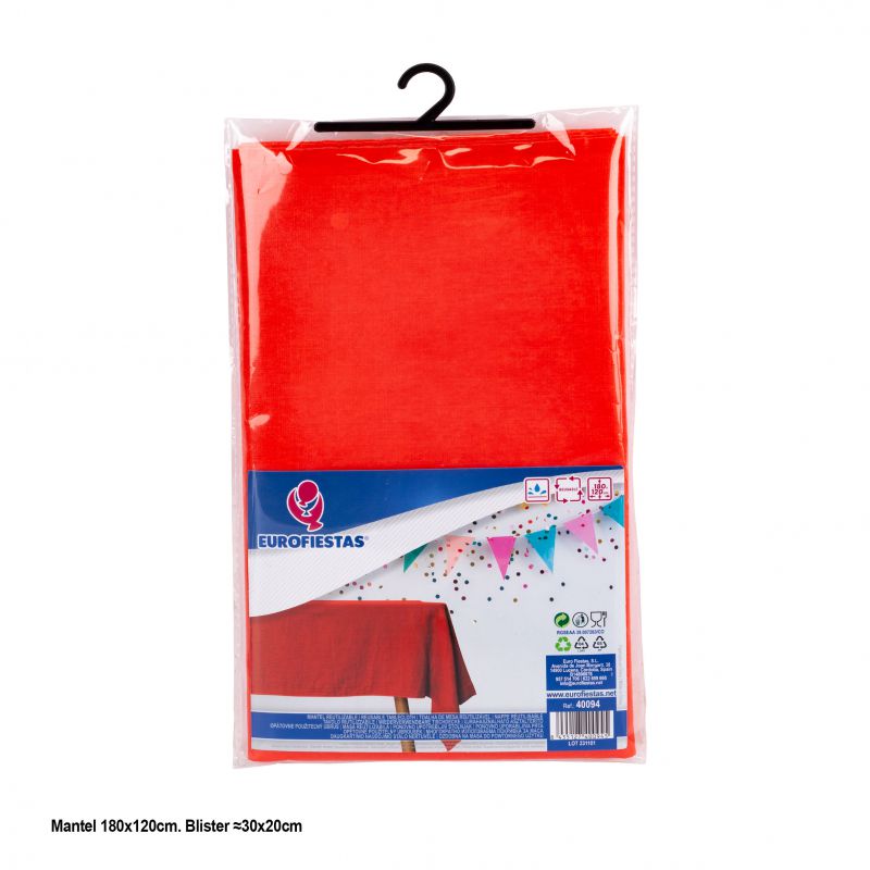 mantel plastico impermeable reusable efecto textil 180x120cm rojo