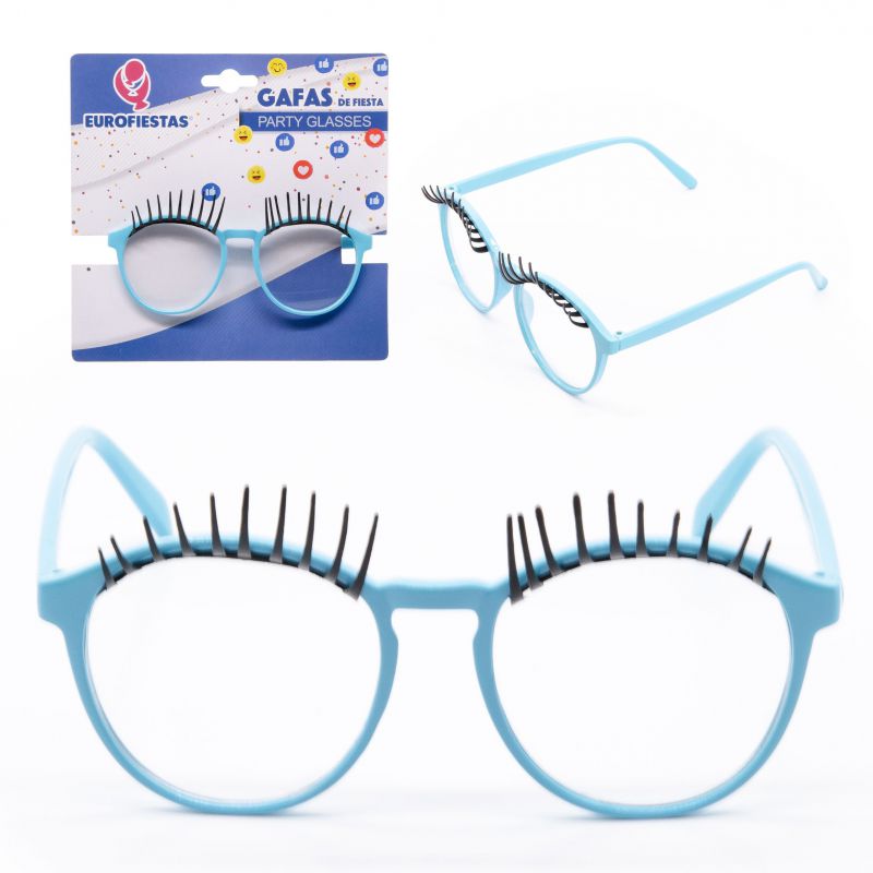 gafas de fiesta azules con pestañas