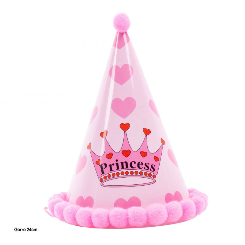 gorro pompon 24cm princess rosa