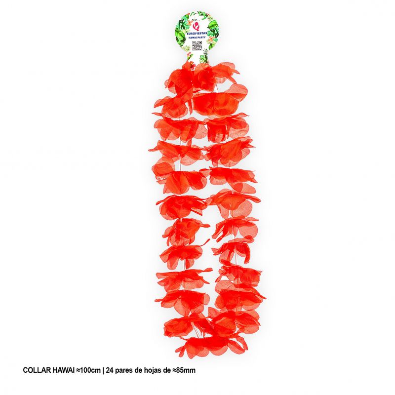 collar hawai 24 pares de hojas de 85mm rojo