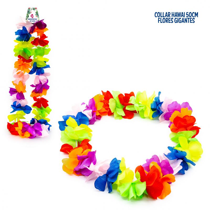 collar hawai colores flor grande 50cm