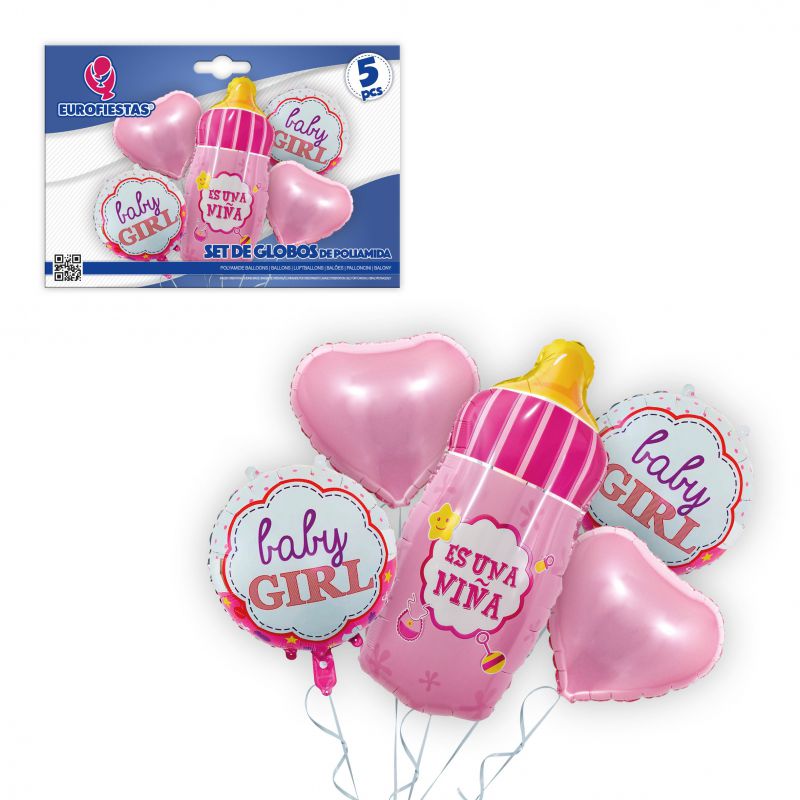 set globos foil baby girl bibero