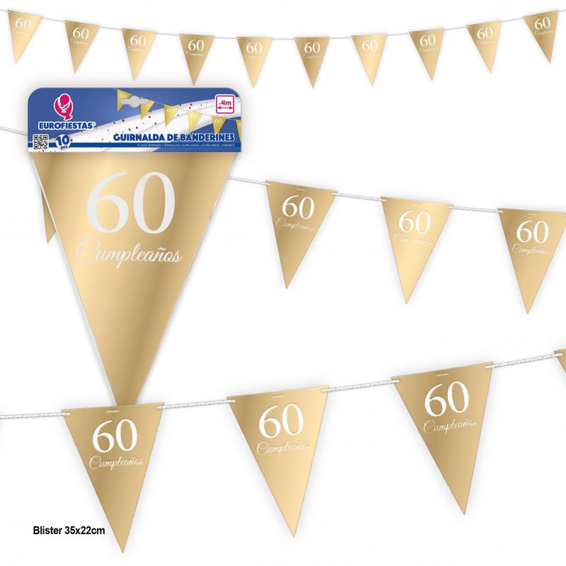 guirnalda banderines coleccion oro 60 cumpleaños