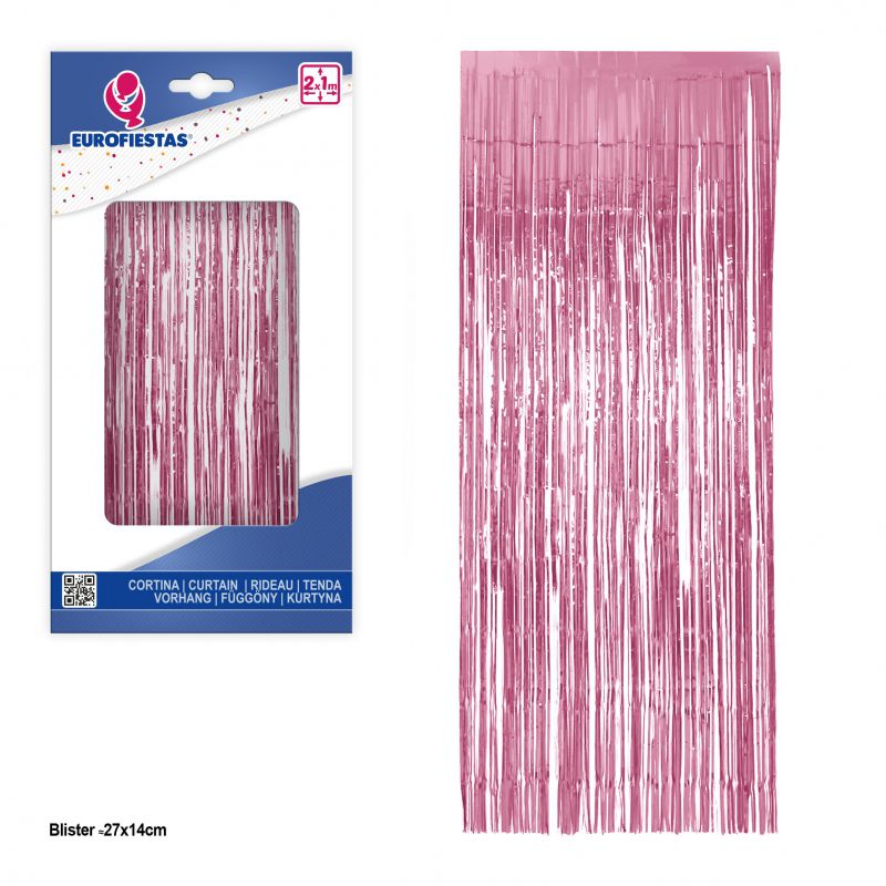 cortina decorativa flecos rosa