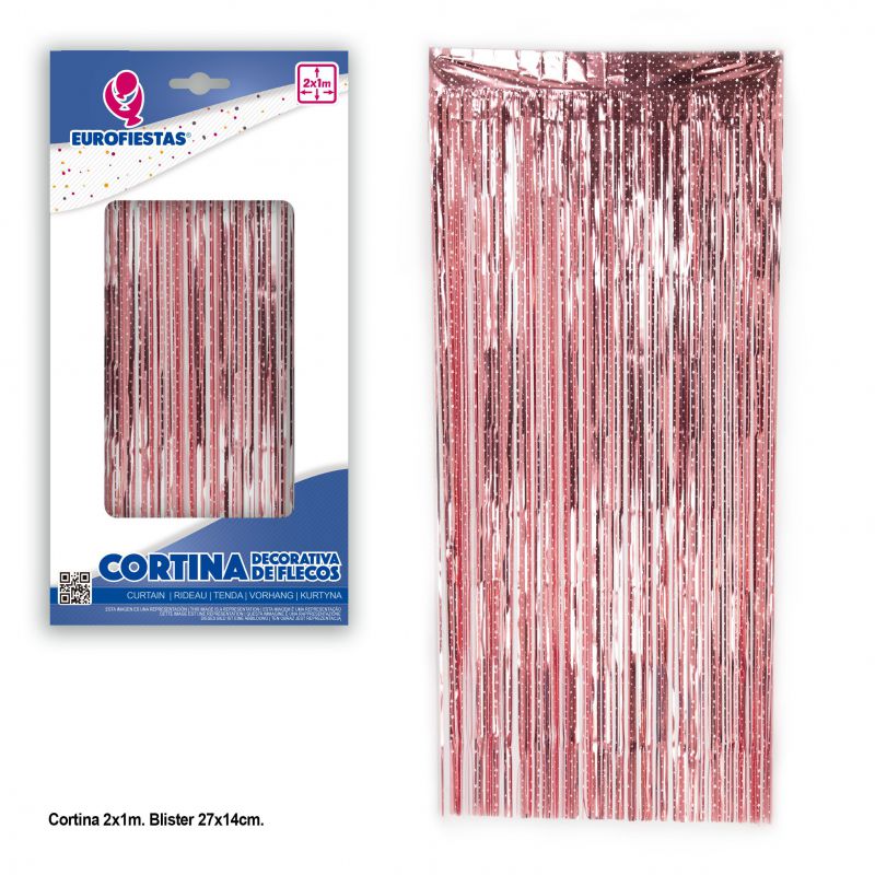 cortina flecos 2x1 estrellas rosa