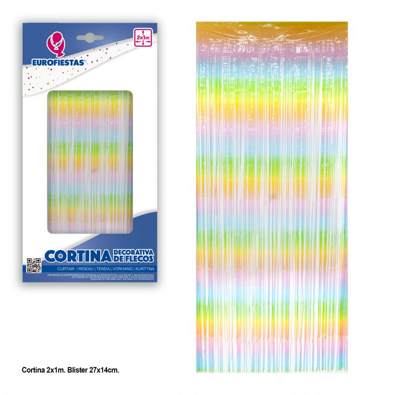 cortina flecos 2x1 arco iris