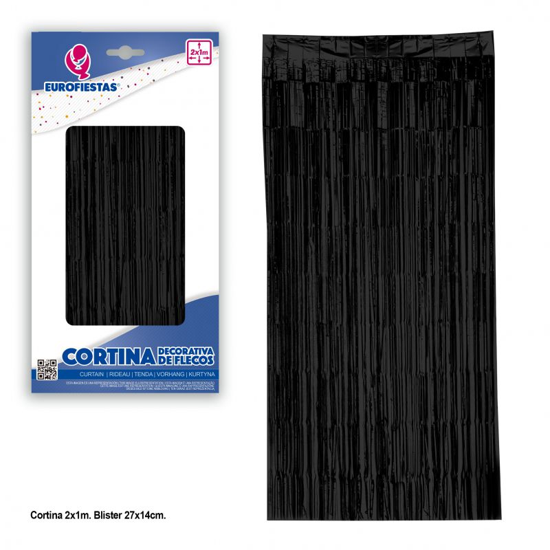 cortina flecos 2x1 negra