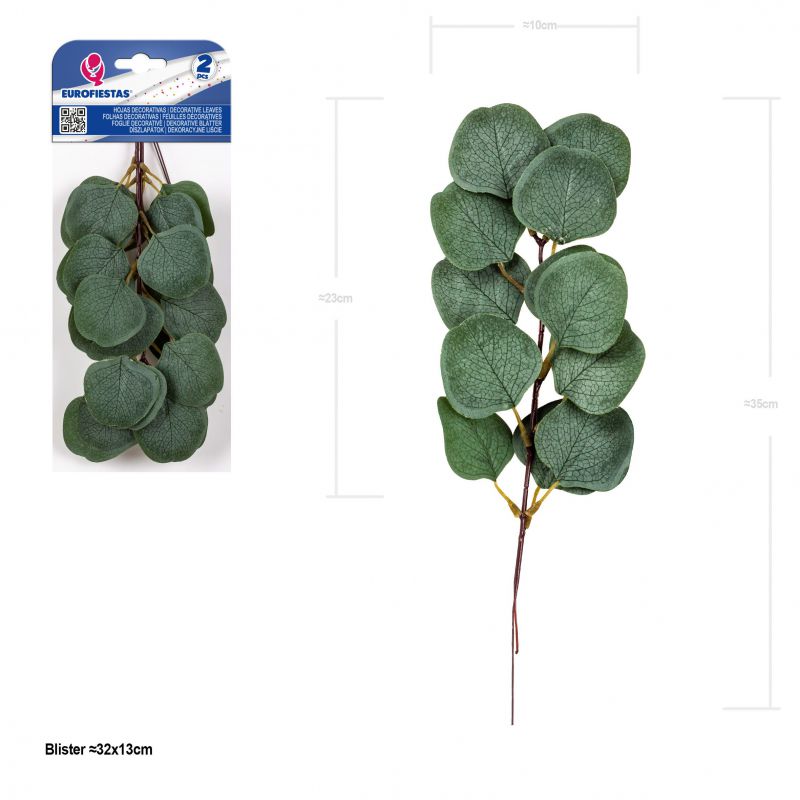 hoja decorativa eucalipto 23cm 2pcs