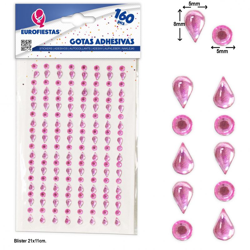 160 gotas adhesivas rosa