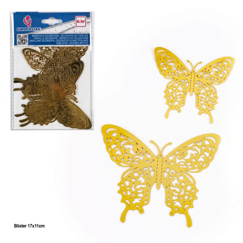 mariposas metalizadas oro 6pcs