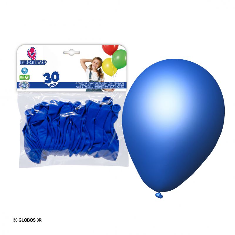 globo azul medio 9r 30 unidades