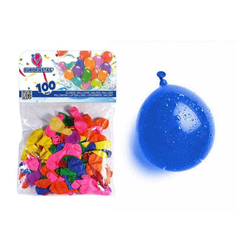 globo colores surtidos de agua con boquilla 100 unidades