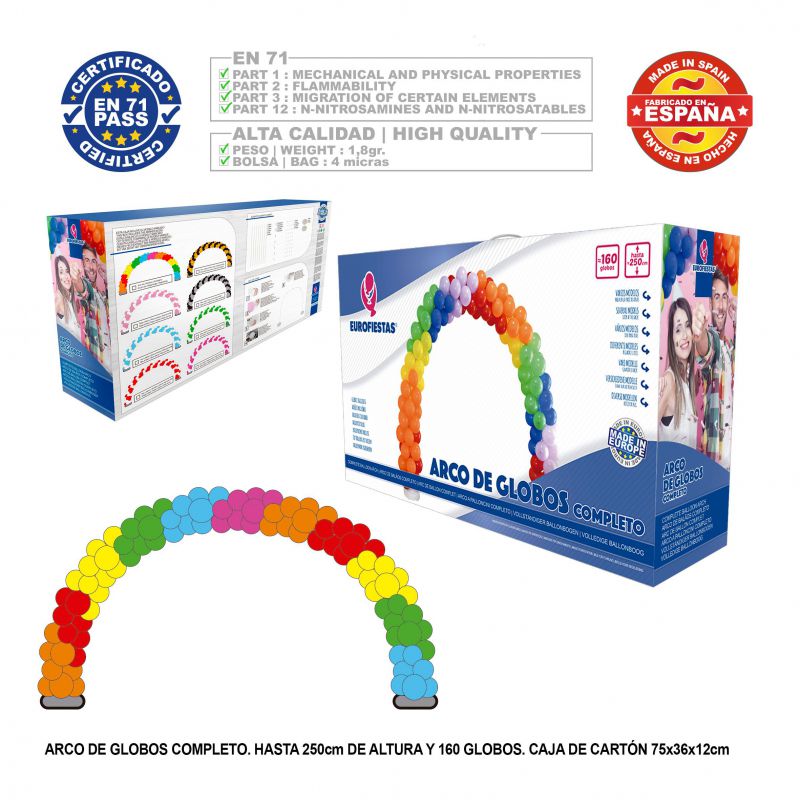 arco globos completo caja arco iris