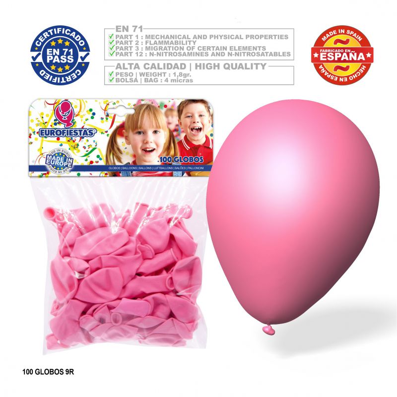 globo rosa 9r 100 unidades
