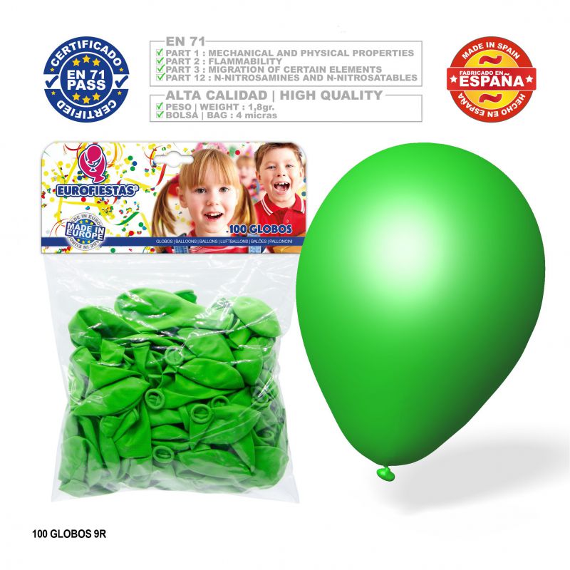 globo verde pistacho 9r 100 unidades