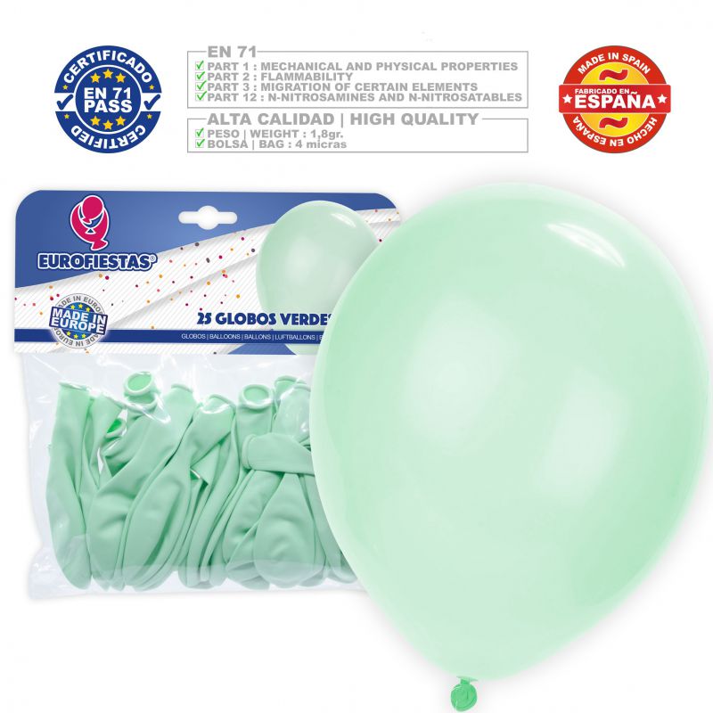 globos pastel 30cm verde*25