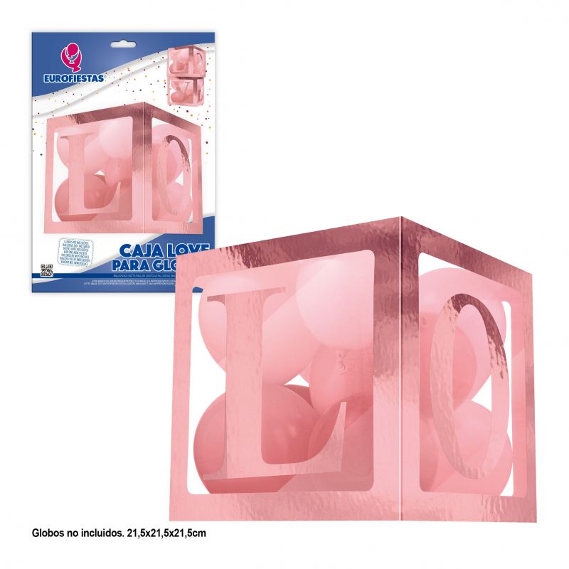caja para globos oro rosa love