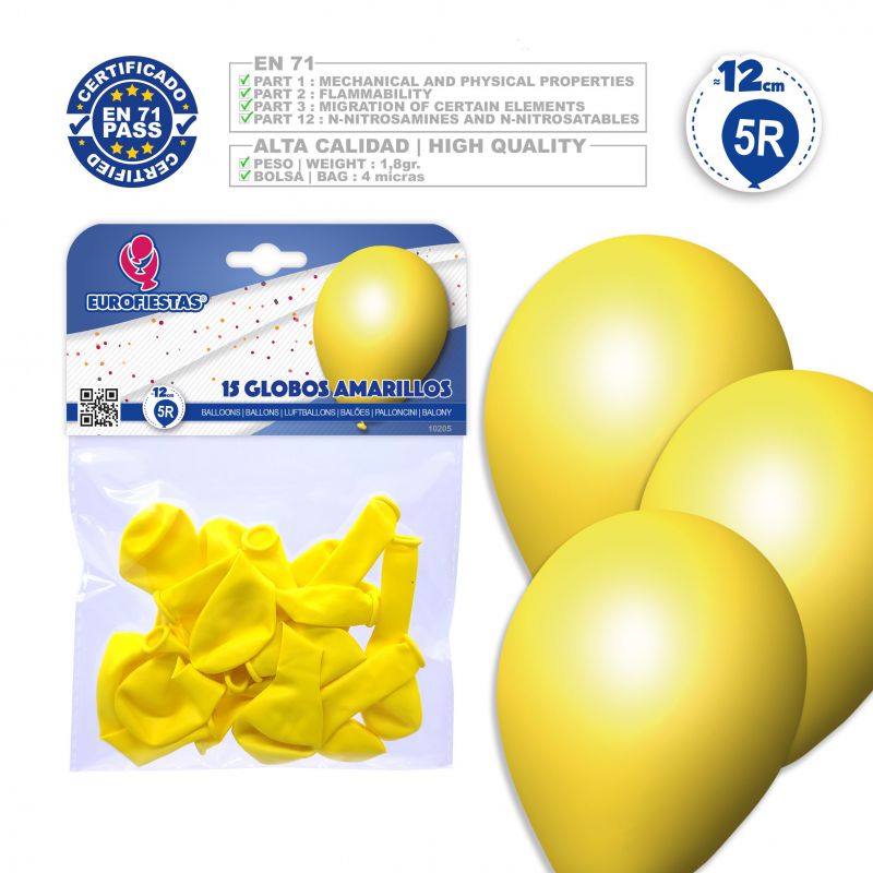 globos 5r *15 amarillo