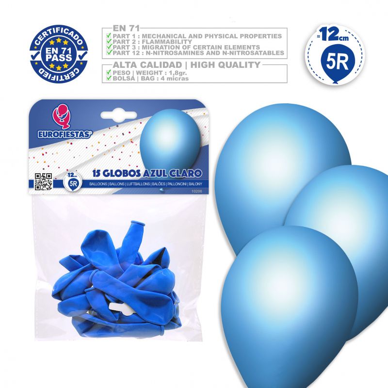 globos 5r *15 azul claro