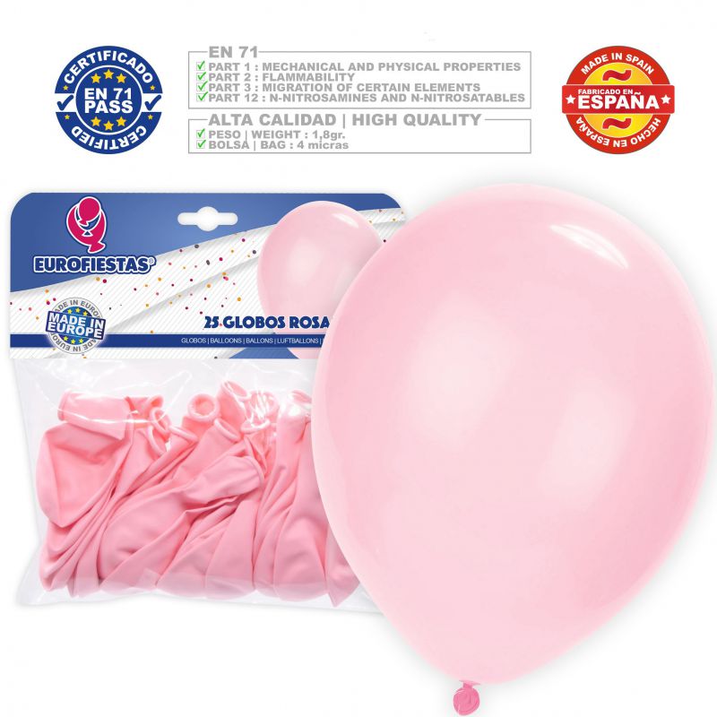 globos pastel 30cm rosa*25