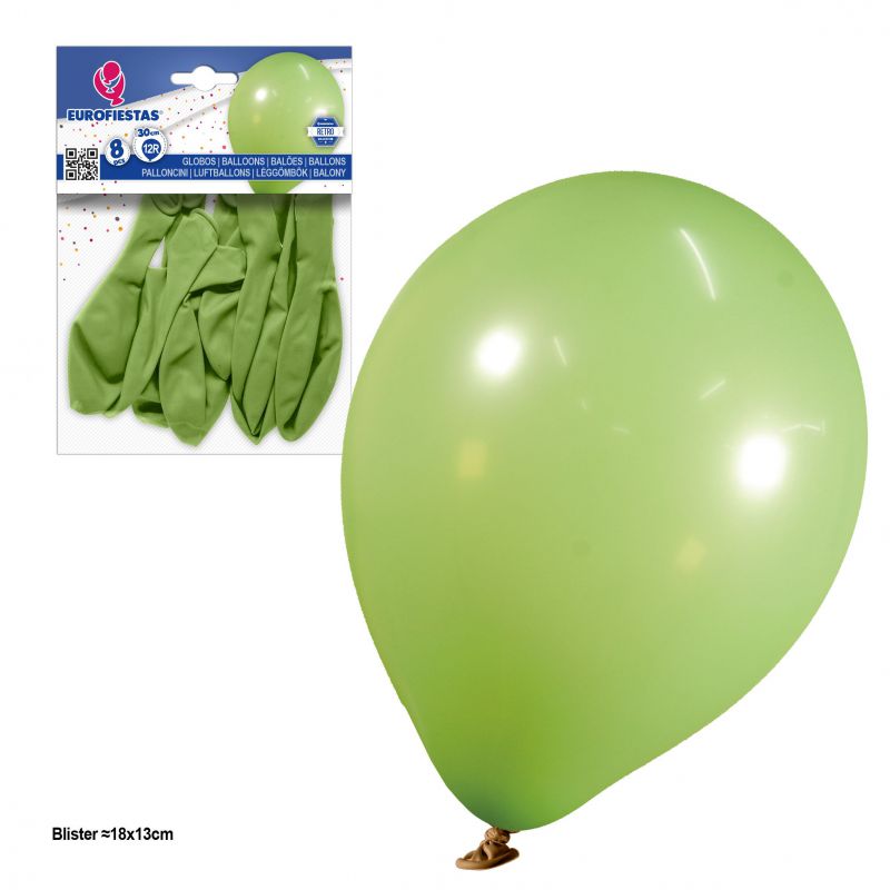globos 12r 2,8g 8pcs retro verde aguacate
