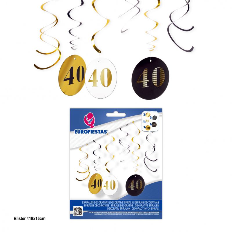 espirales decora.negro/oro circulos 40