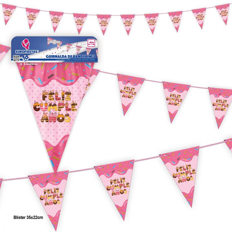 guirnalda banderines choco rosa feliz cumpleaños