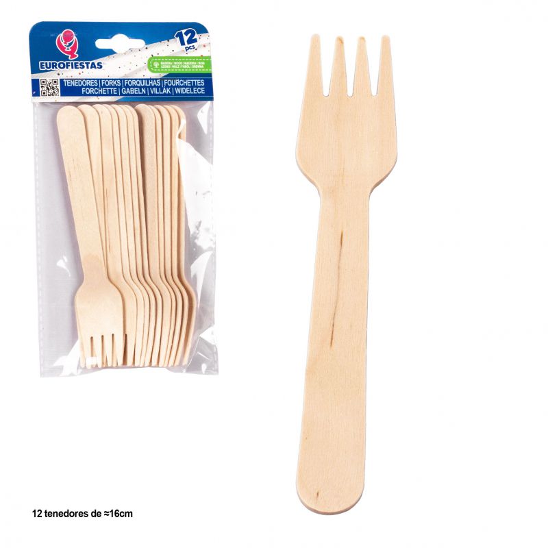 tenedores de madera 16cm 12pcs