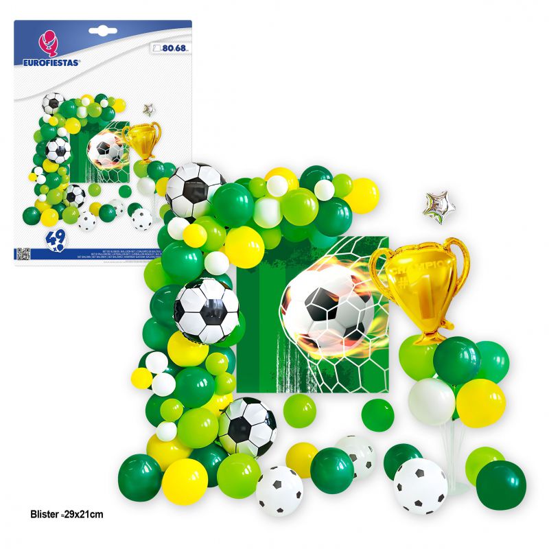 set 49 globos futbol copa oro con cartel 80x68cm