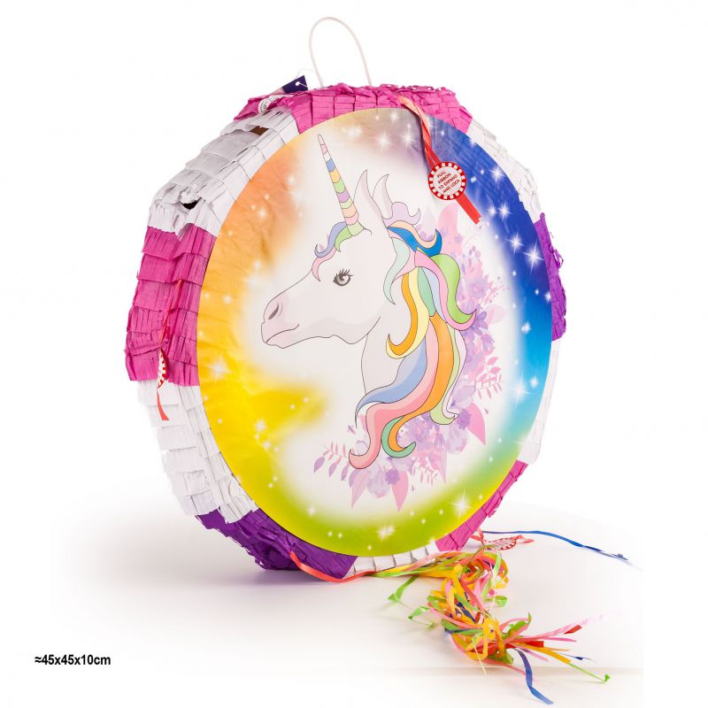 piñata 3d redonda unicornio 45x45x10cm
