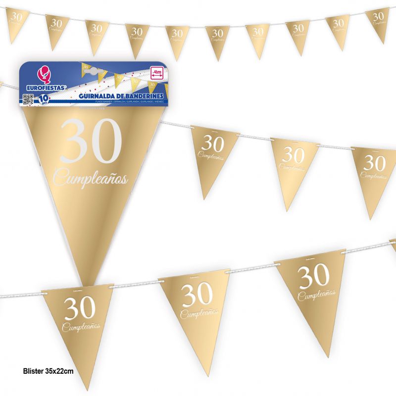 guirnalda banderines coleccion oro 30 cumpleaños