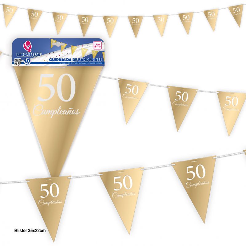 guirnalda banderines coleccion oro 50 cumpleaños