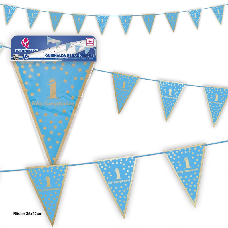 guirnalda banderines coleccion feliz 1 cumpleaños azul