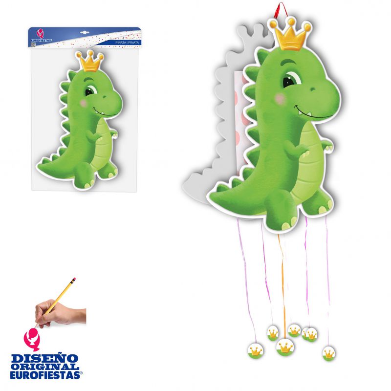 piñata dinosaurio con corona