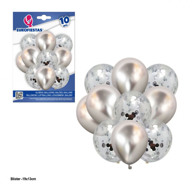 ramo de globos cromo plata